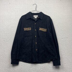 VTG Daniel Laurent Button up Blouse Wom 14 Animal Print Leopard AOP Canada Made